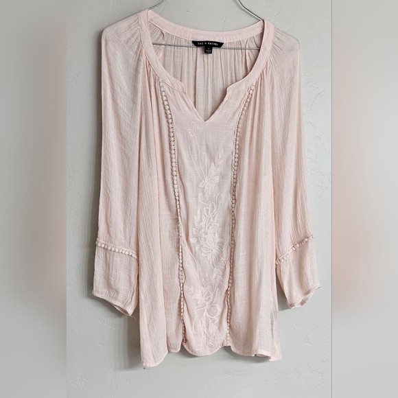 Zac & Rachel Large Soft Pink Mid Sleeve Top V-Neck - Picture 1 of 5